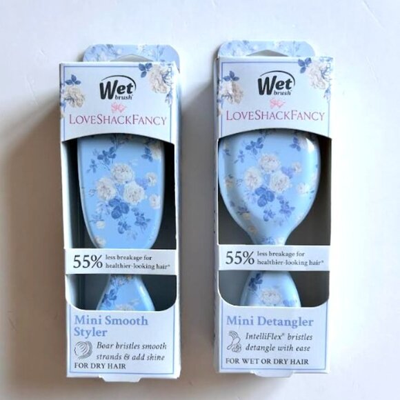 Wet Brush x LoveShackFancy Bundle Blue Floral Mini Smooth Styler & Detangler